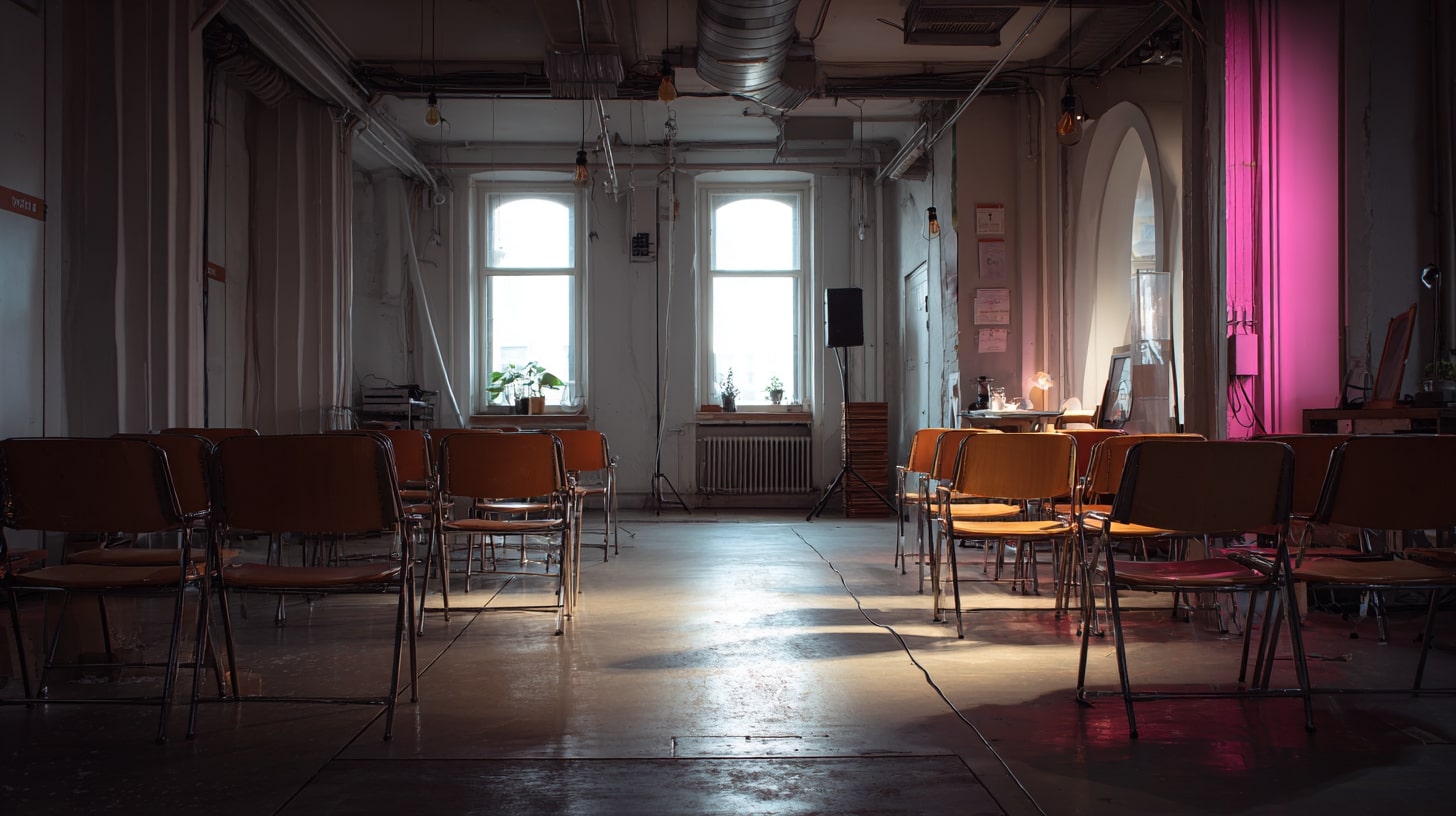 Espace culturel intérieur aux usages multiples, entre convivialité, création et accueil du public.